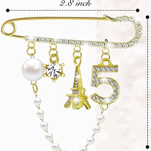 Gold and crystal brooch - Picture 4 of 7